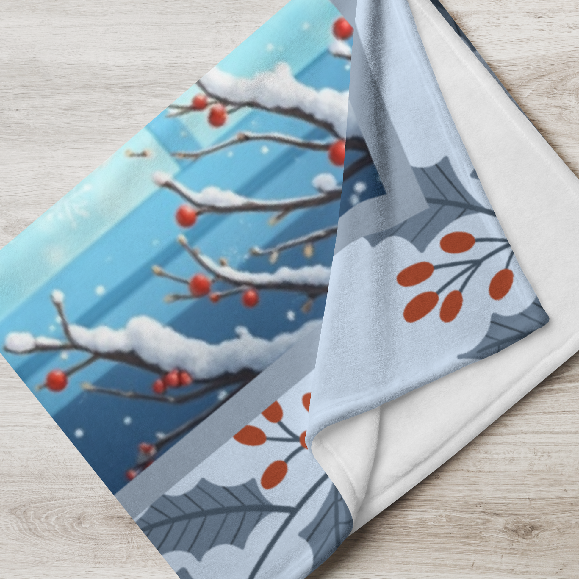 Golden Retriever White personalized winter throw featuring a white Golden Retriever in a cheerful lodge setting