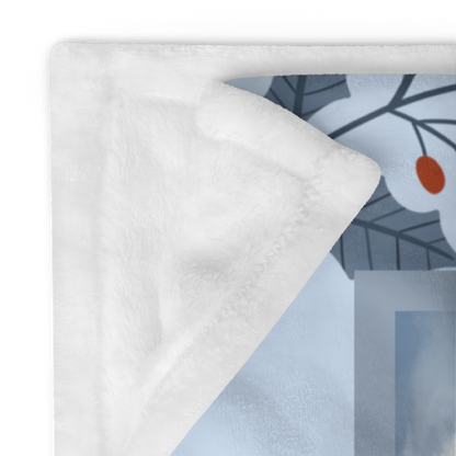 Pomeranian Orange personalized winter throw featuring a cheerful orange Pom in a cozy lodge winter scene