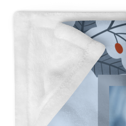 Labrador Retriever Black custom winter blanket featuring a loyal Lab in a bright lodge-style snowy illustration