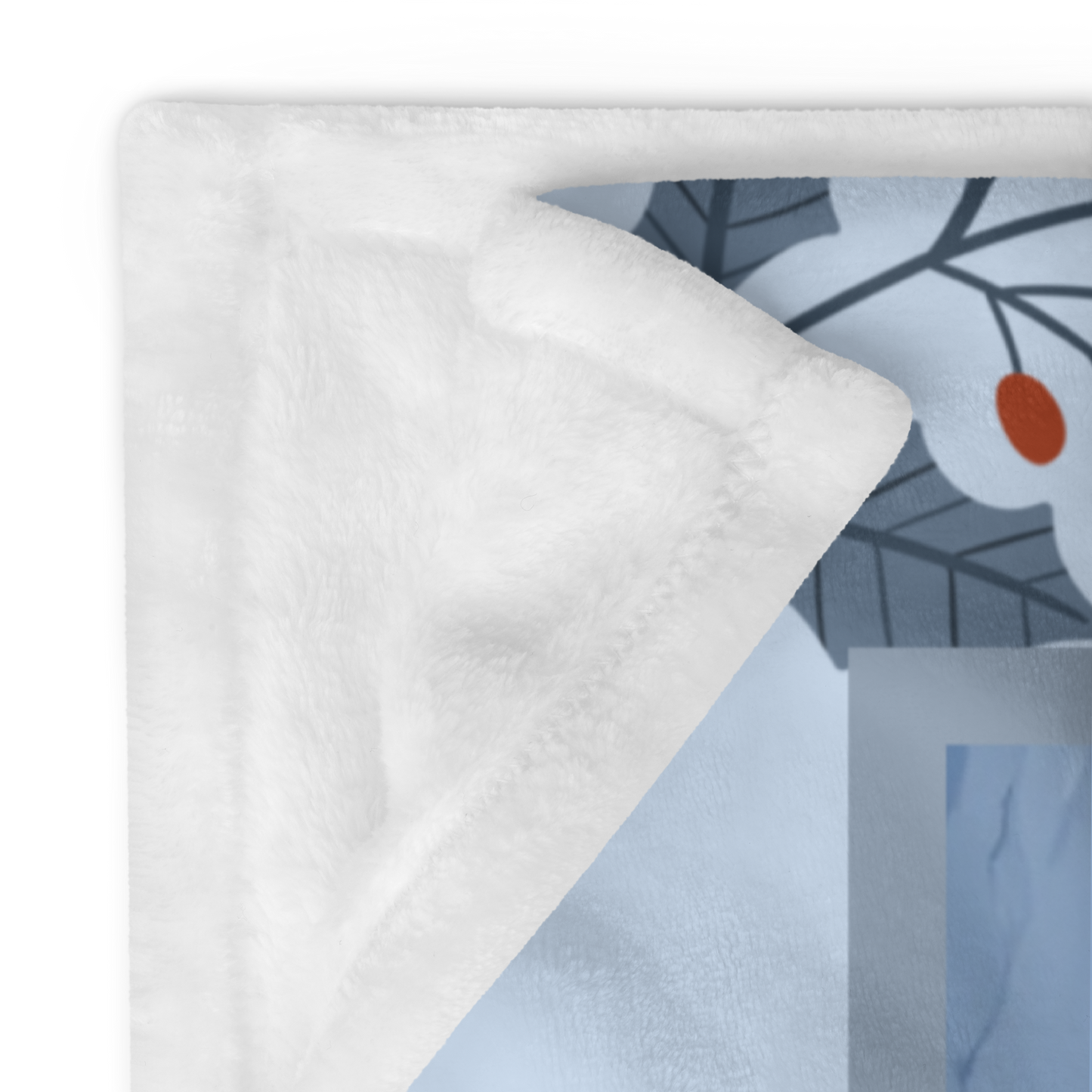 German Shepherd Black custom winter blanket with strong German Shepherd artwork in a cozy snowy lodge scene