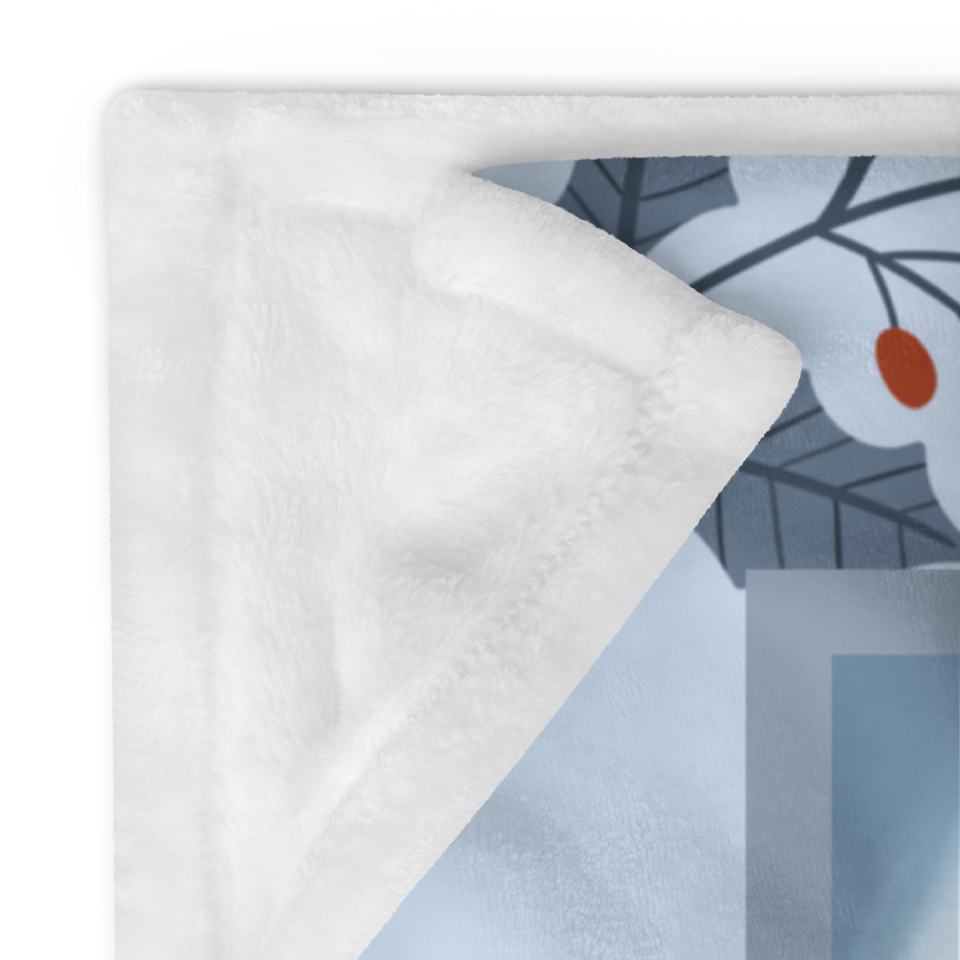 French Bulldog Red Fawn personalized winter throw with adorable Frenchie art and festive snowy lodge background