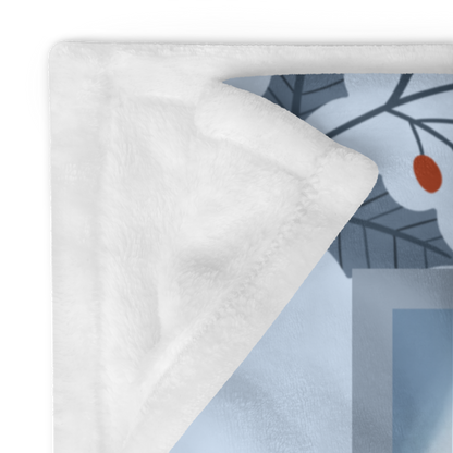 French Bulldog Red Fawn personalized winter throw with adorable Frenchie art and festive snowy lodge background