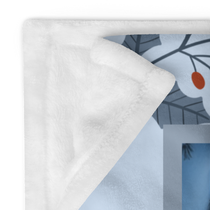 Husky Silver personalized winter throw with silver Husky artwork and glowing snowy lodge décor