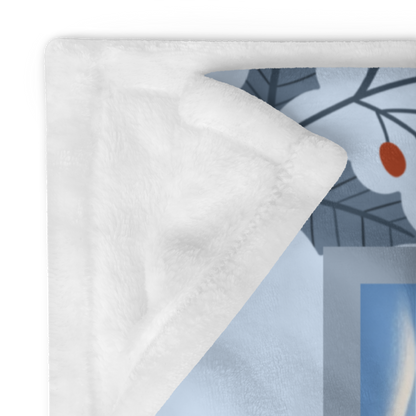 Husky Wolf Grey personalized winter throw featuring a wolf-grey Husky in a cozy illustrated lodge scene