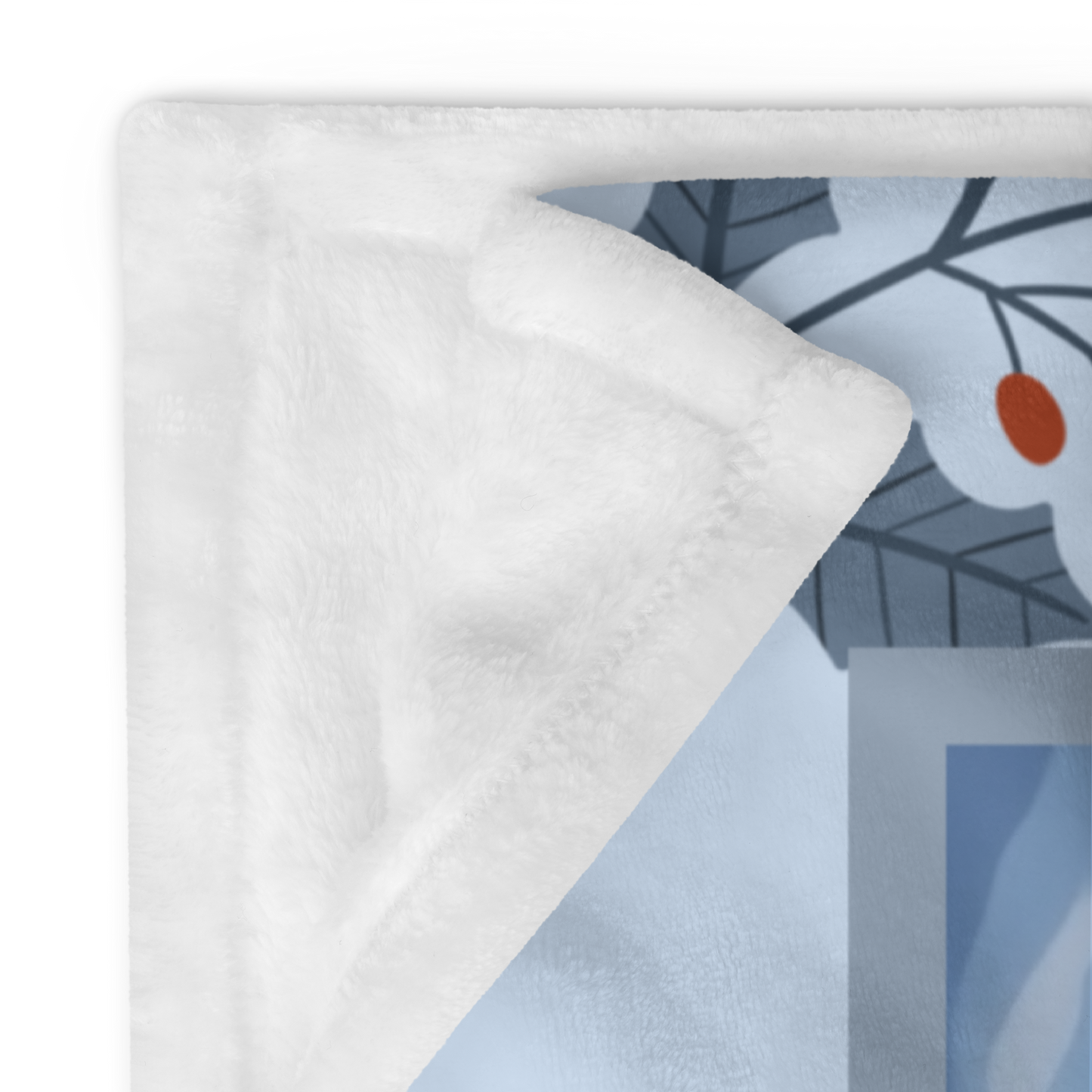 Husky Black custom winter blanket featuring a noble Husky standing in a bright illustrated winter lodge scene