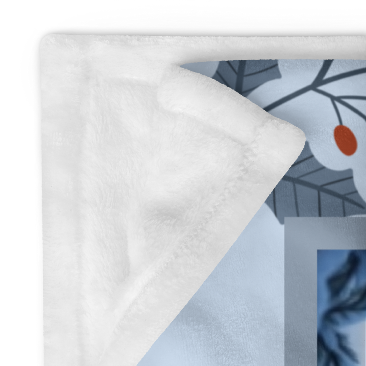 Husky Agouti and White custom winter blanket featuring an Arctic Husky in a bright cozy lodge-style scene