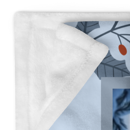 Husky Agouti and White custom winter blanket featuring an Arctic Husky in a bright cozy lodge-style scene