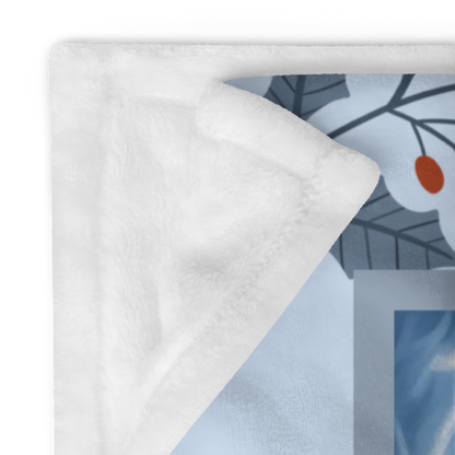 Doberman Red and Rust personalized winter blanket with bold Doberman art and cozy glowing winter lodge details