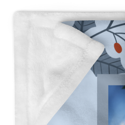 Doberman Black and Rust custom winter blanket featuring a sleek Doberman illustration in a cozy lodge-style winter scene