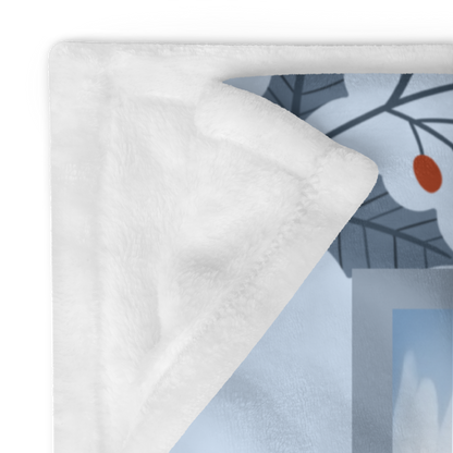 Doberman White personalized winter Doberman blanket with crisp white coat artwork in a cozy winter lodge scene