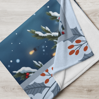 Doberman White personalized winter Doberman blanket with crisp white coat artwork in a cozy winter lodge scene