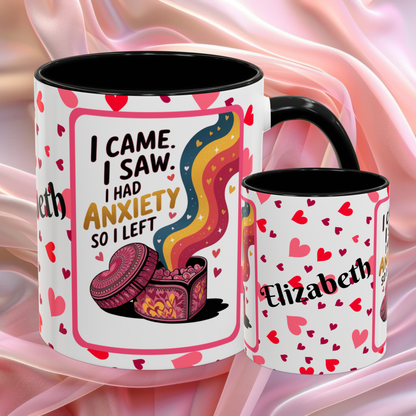 I Came I Saw Valentines mug with bold motivational message, empowering Valentine coffee cup design