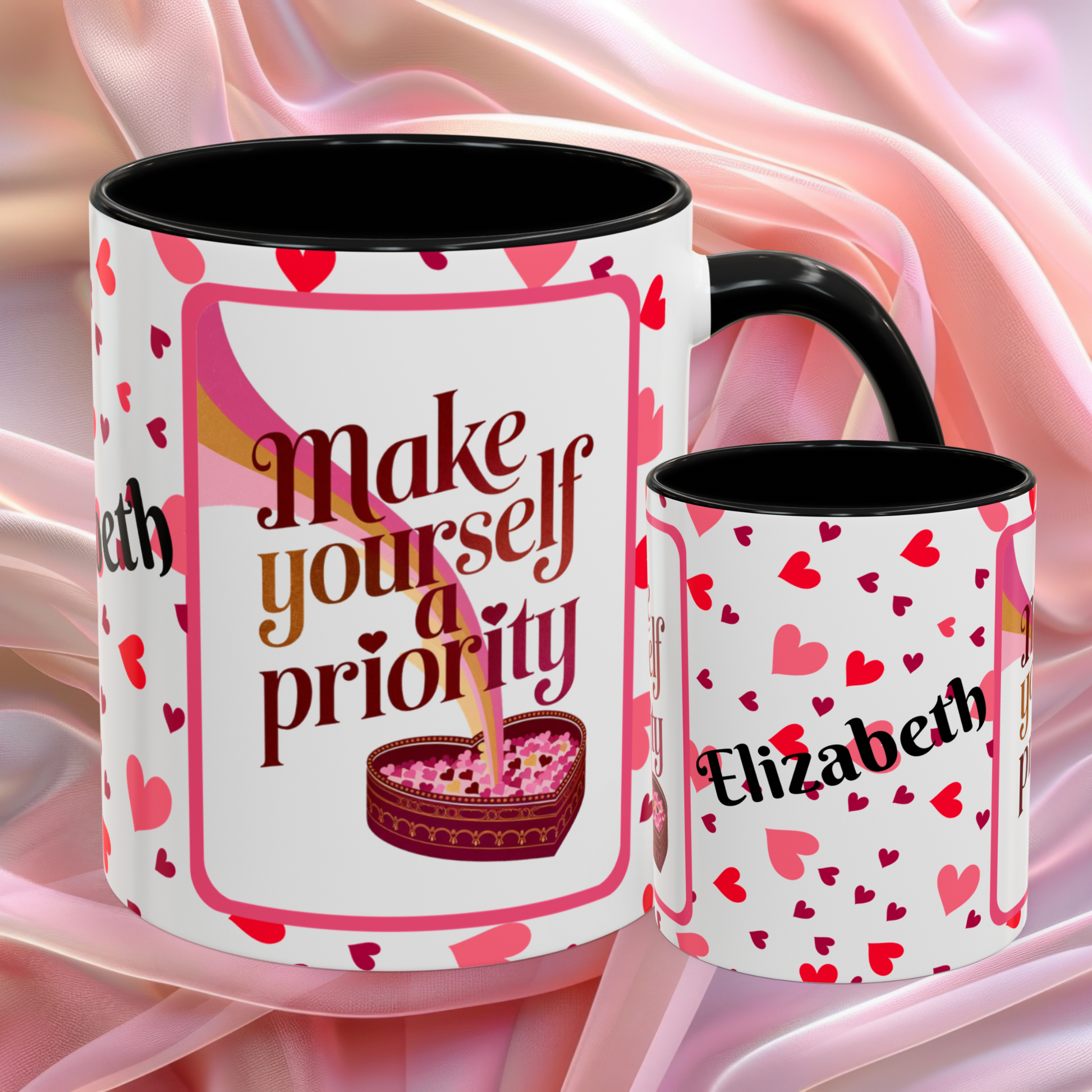 Make Yourself A Priority Valentines mug with wellness reminder, self care Valentine coffee cup