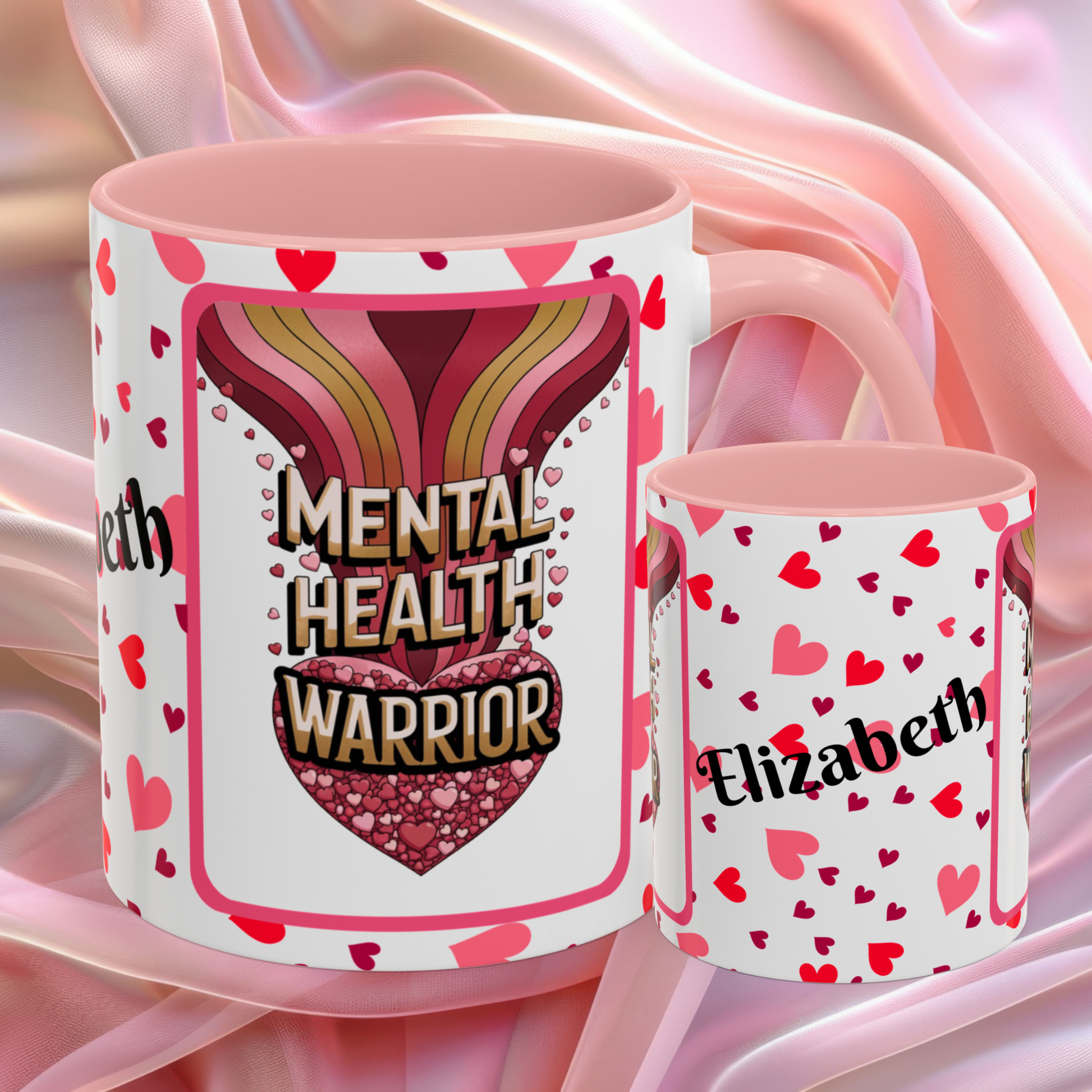 Mental Health Warrior Valentines mug celebrating strength and courage, empowering Valentine coffee cup