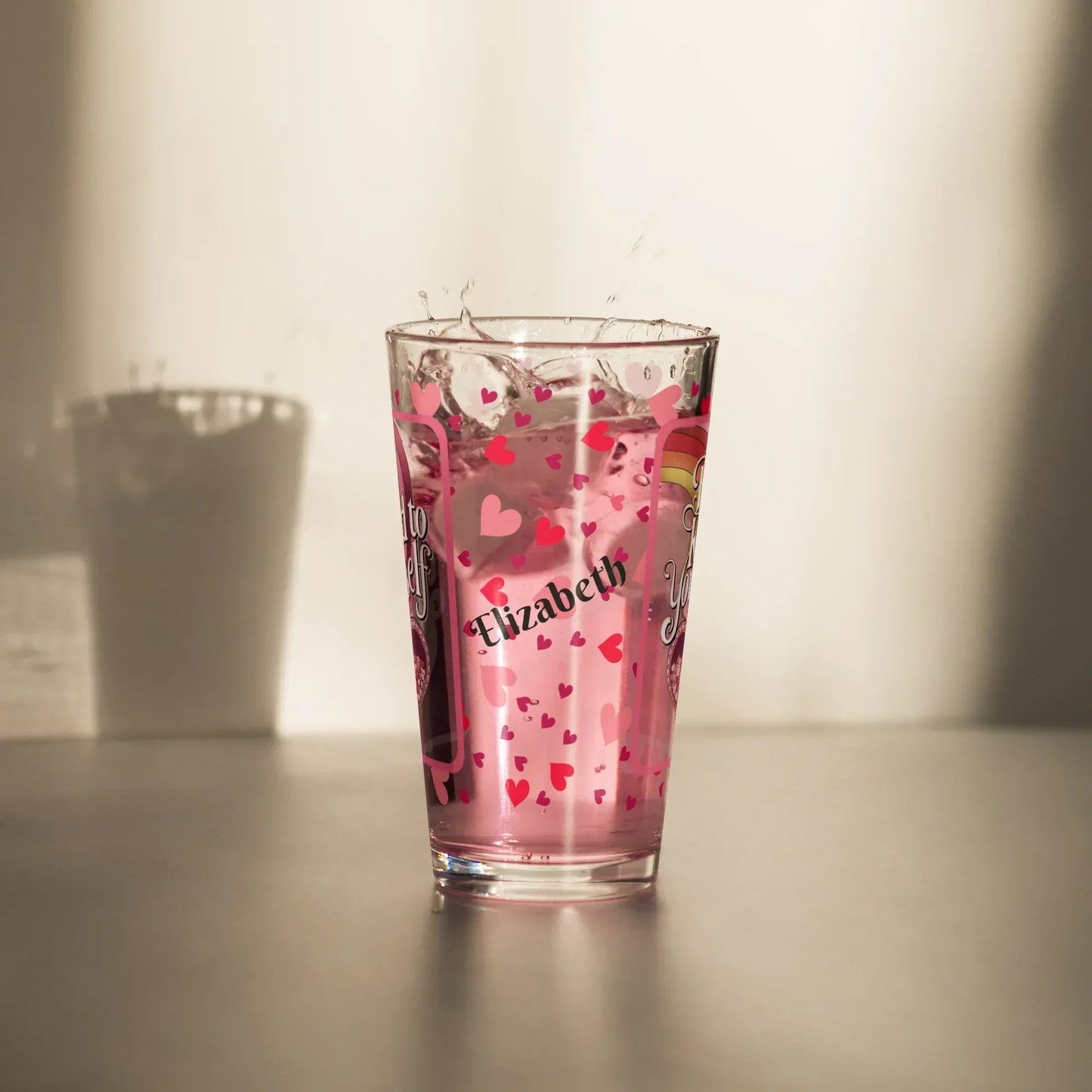 Shop our premium be kind yourself valentines day pint glass from MySisterIsASurvivor.