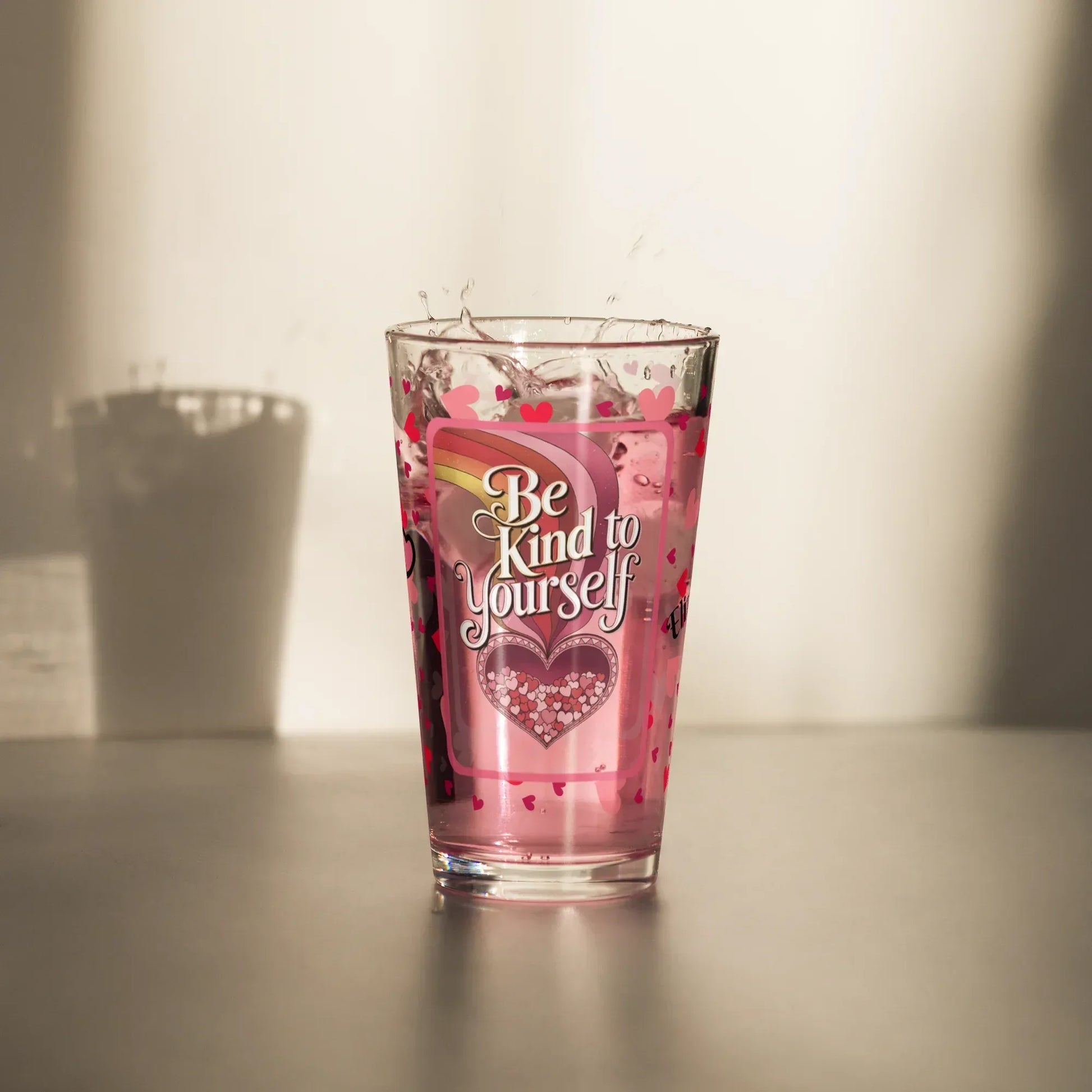 Shop our premium be kind yourself valentines day pint glass from MySisterIsASurvivor.