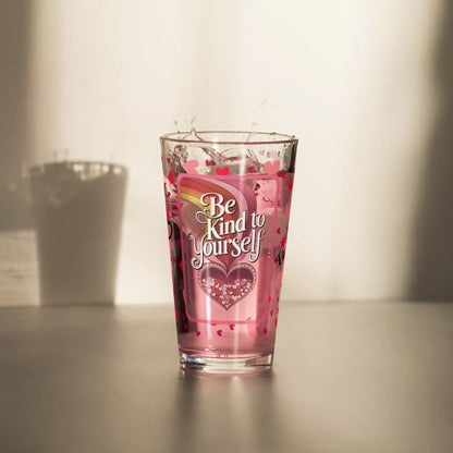 Shop our premium be kind yourself valentines day pint glass from MySisterIsASurvivor.