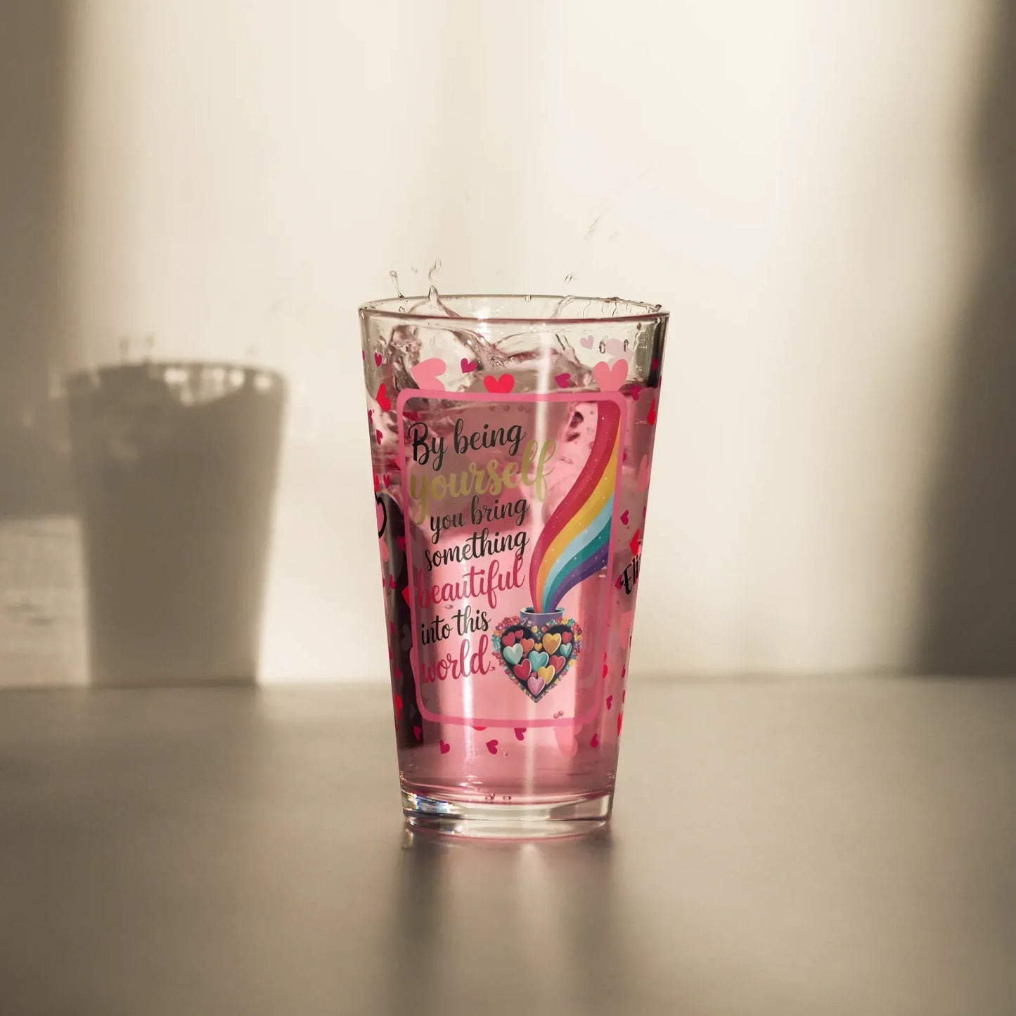 Shop our premium by being yourself valentines day pint glass from MySisterIsASurvivor.