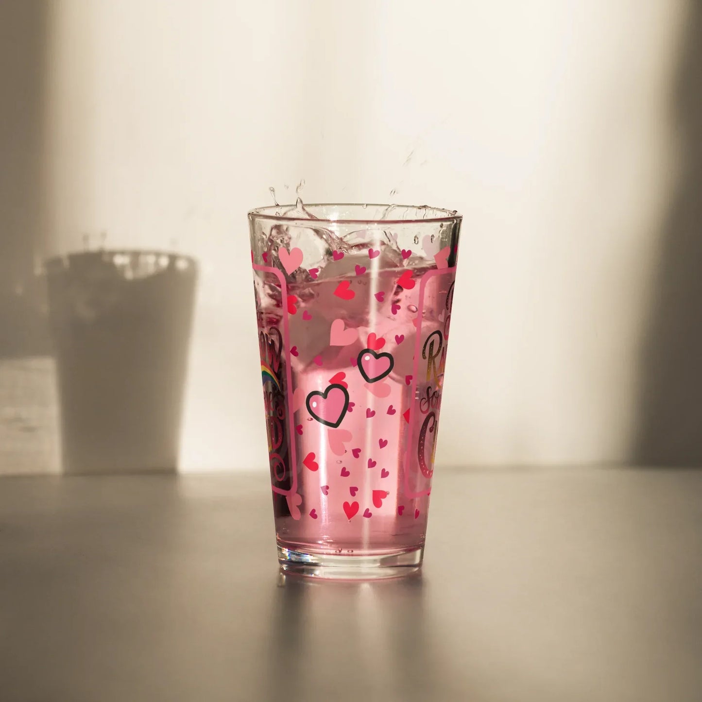 Shop our premium be the rainbow valentines day pint glass from MySisterIsASurvivor.