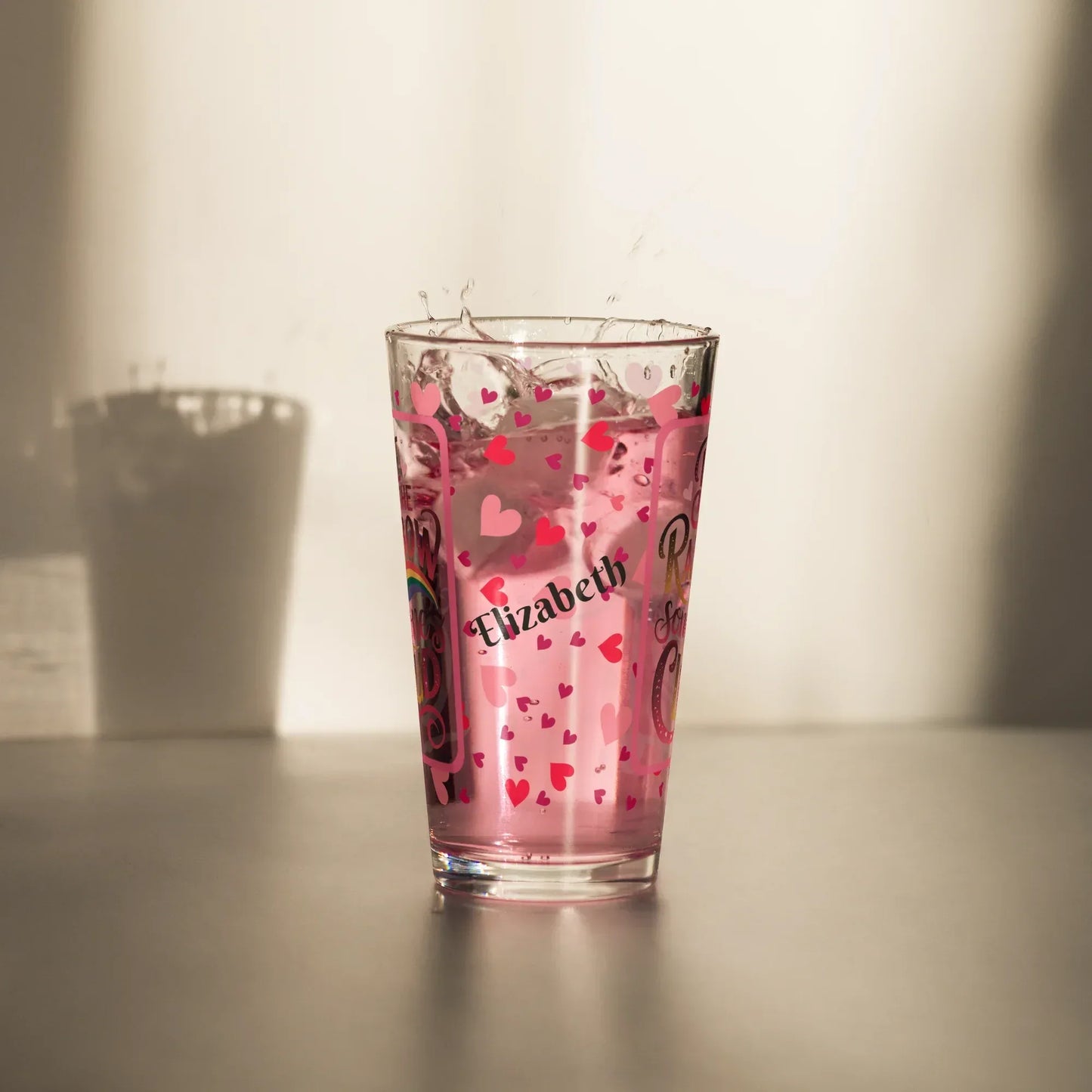 Shop our premium be the rainbow valentines day pint glass from MySisterIsASurvivor.