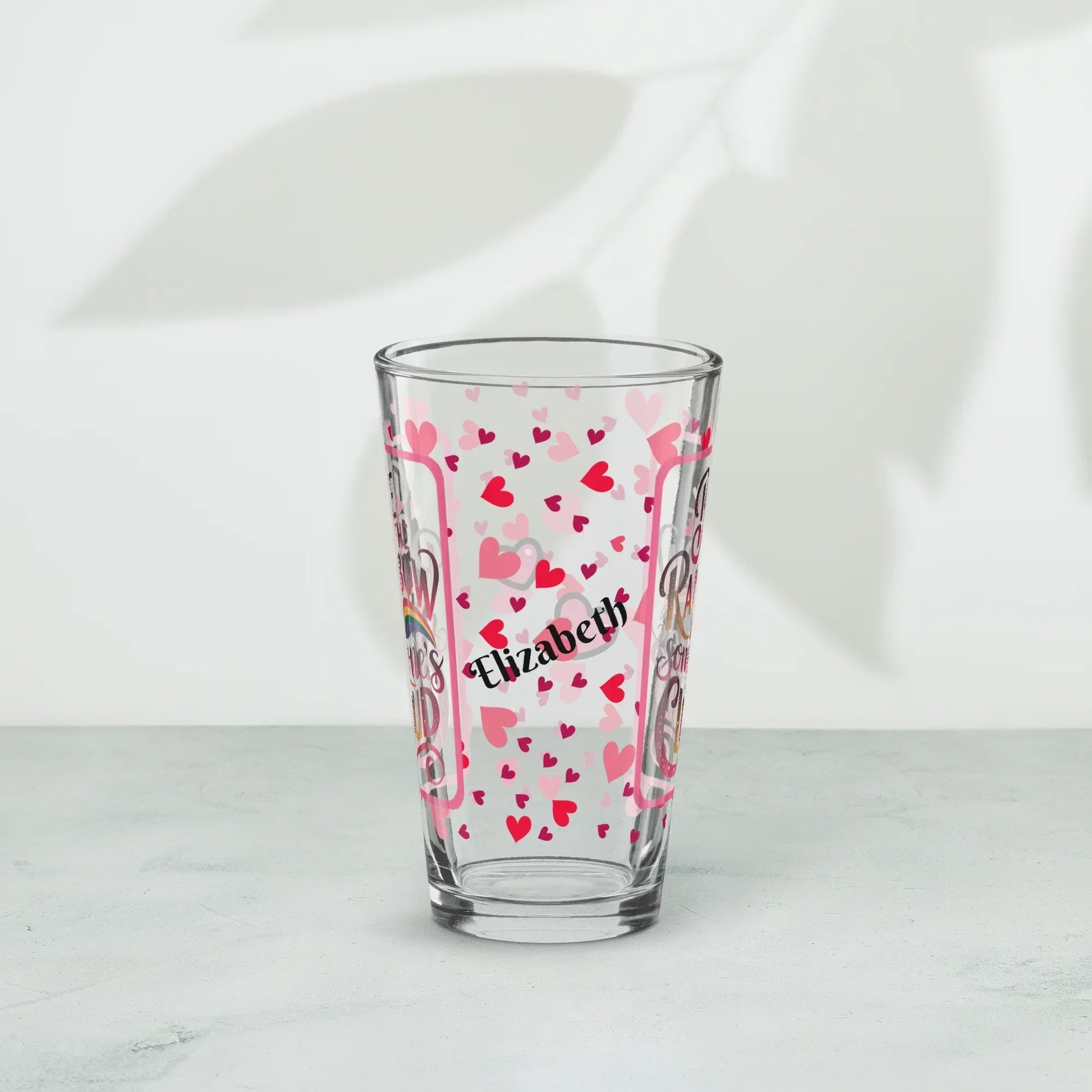 Shop our premium be the rainbow valentines day pint glass from MySisterIsASurvivor.