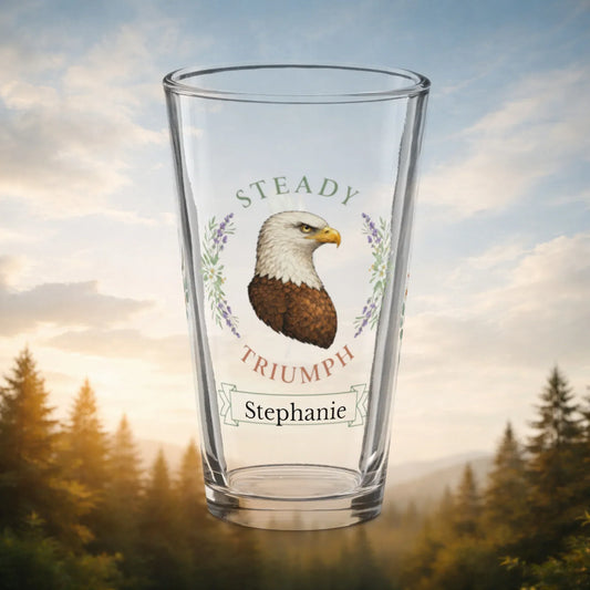 Shop our premium steady triumph eagle pint glass from MySisterIsASurvivor.
