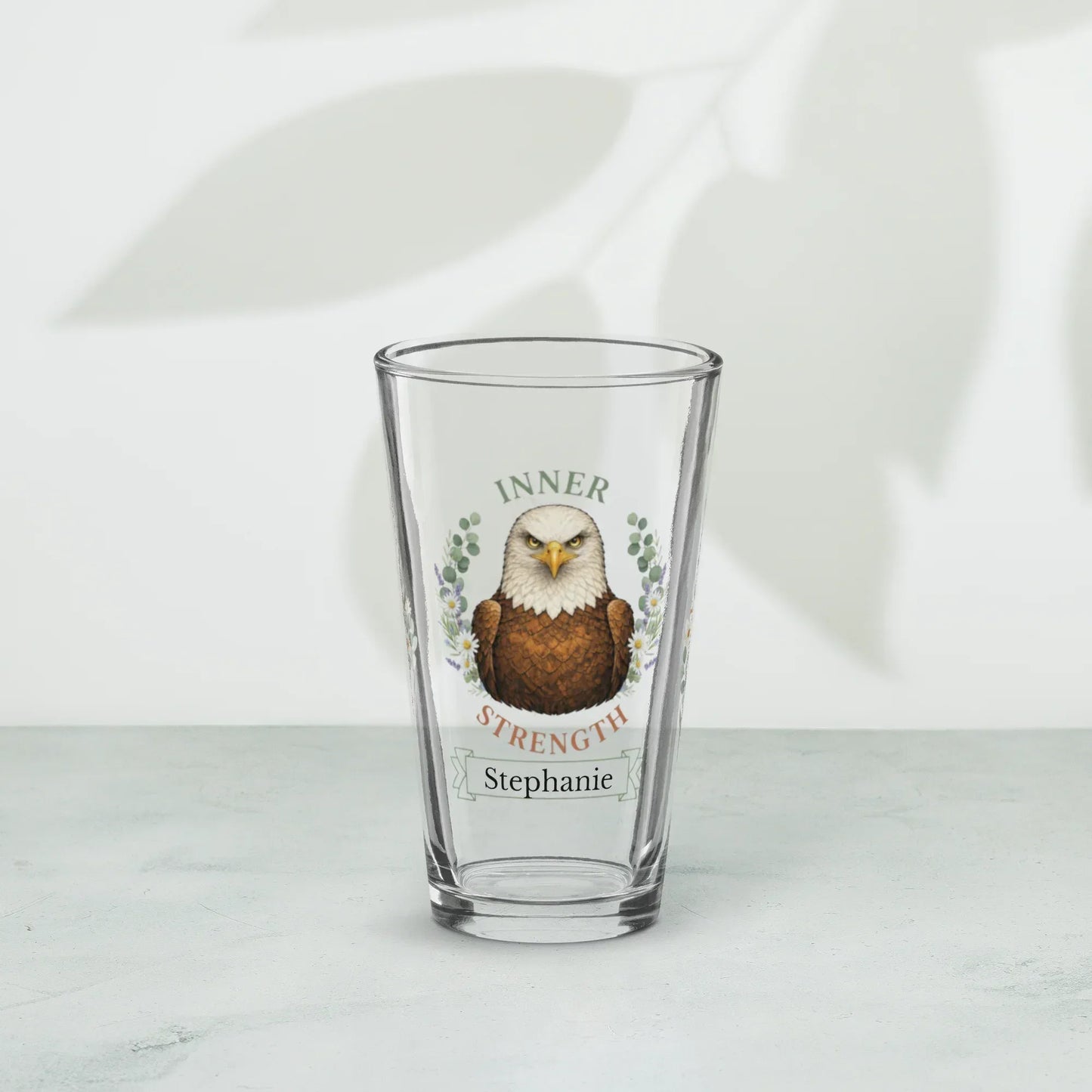 Shop our premium inner strength eagle pint glass from MySisterIsASurvivor.