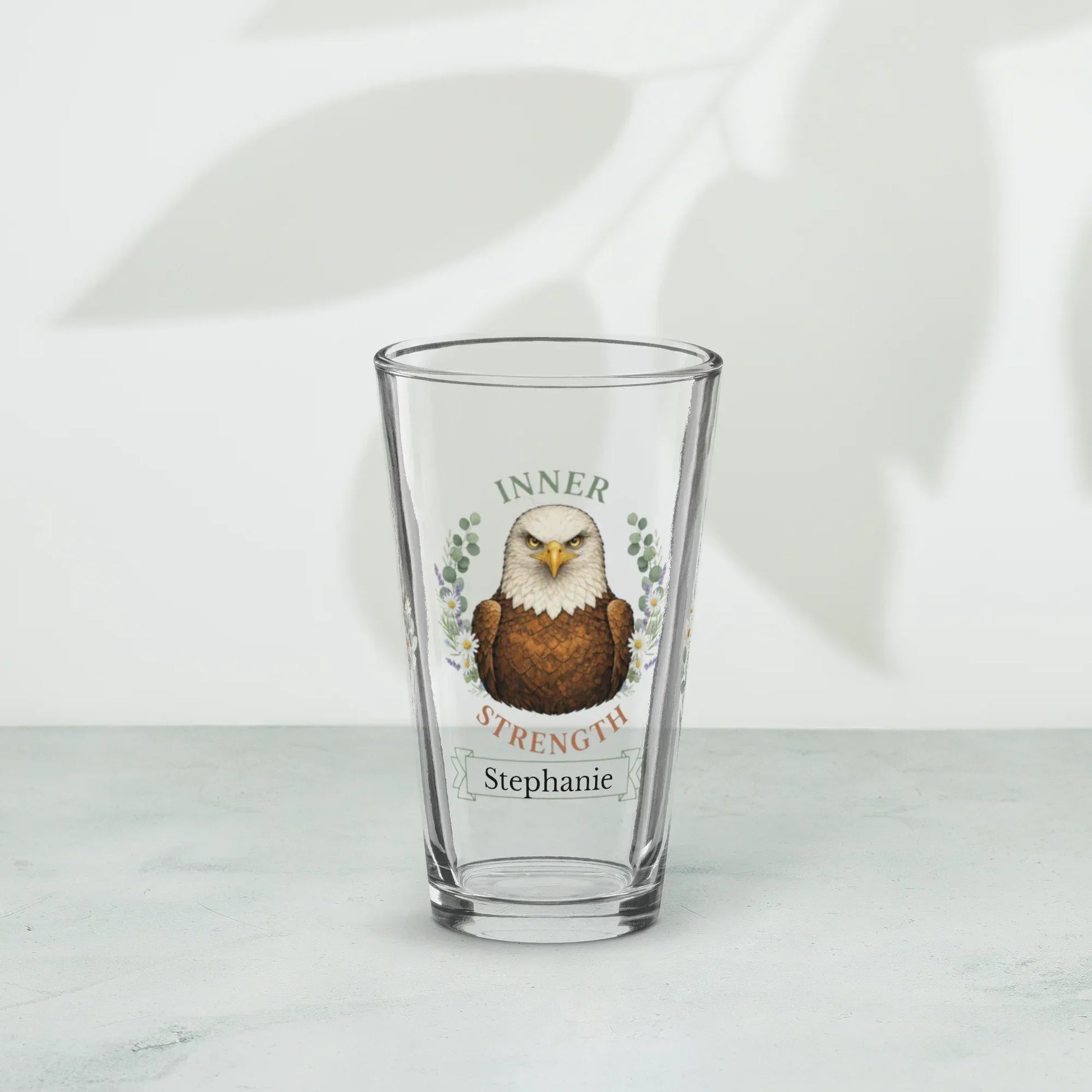 Shop our premium inner strength eagle pint glass from MySisterIsASurvivor.