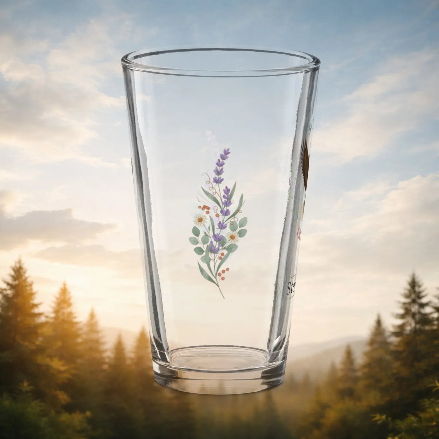 Shop our premium soaring triumph eagle pint glass from MySisterIsASurvivor.