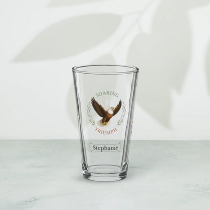 Shop our premium soaring triumph eagle pint glass from MySisterIsASurvivor.