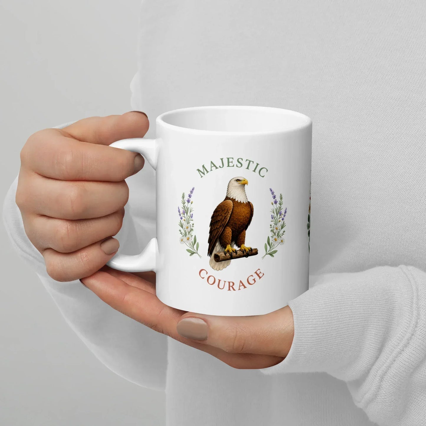 Shop our premium majestic courage eagle mug from MySisterIsASurvivor.