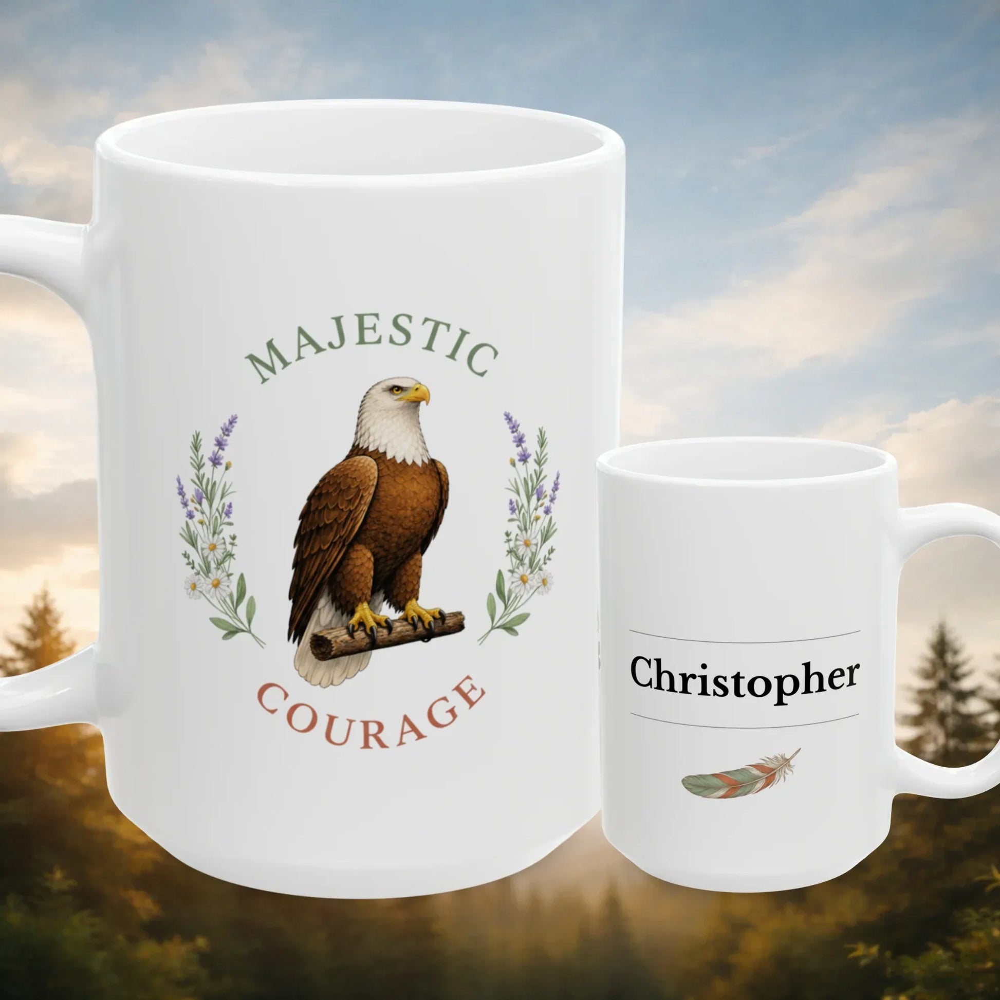 Shop our premium majestic courage eagle mug from MySisterIsASurvivor.