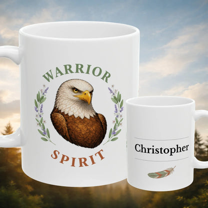Shop our warrior spirit eagle mug featuring the 11oz style option from MySisterIsASurvivor.