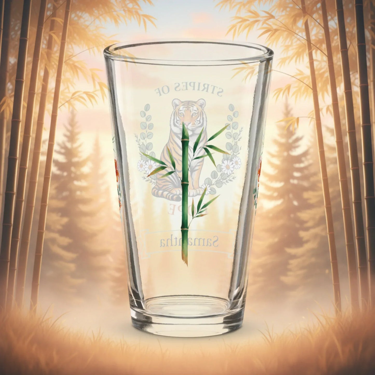 Shop our premium stripes of hope tiger pint glass from MySisterIsASurvivor.