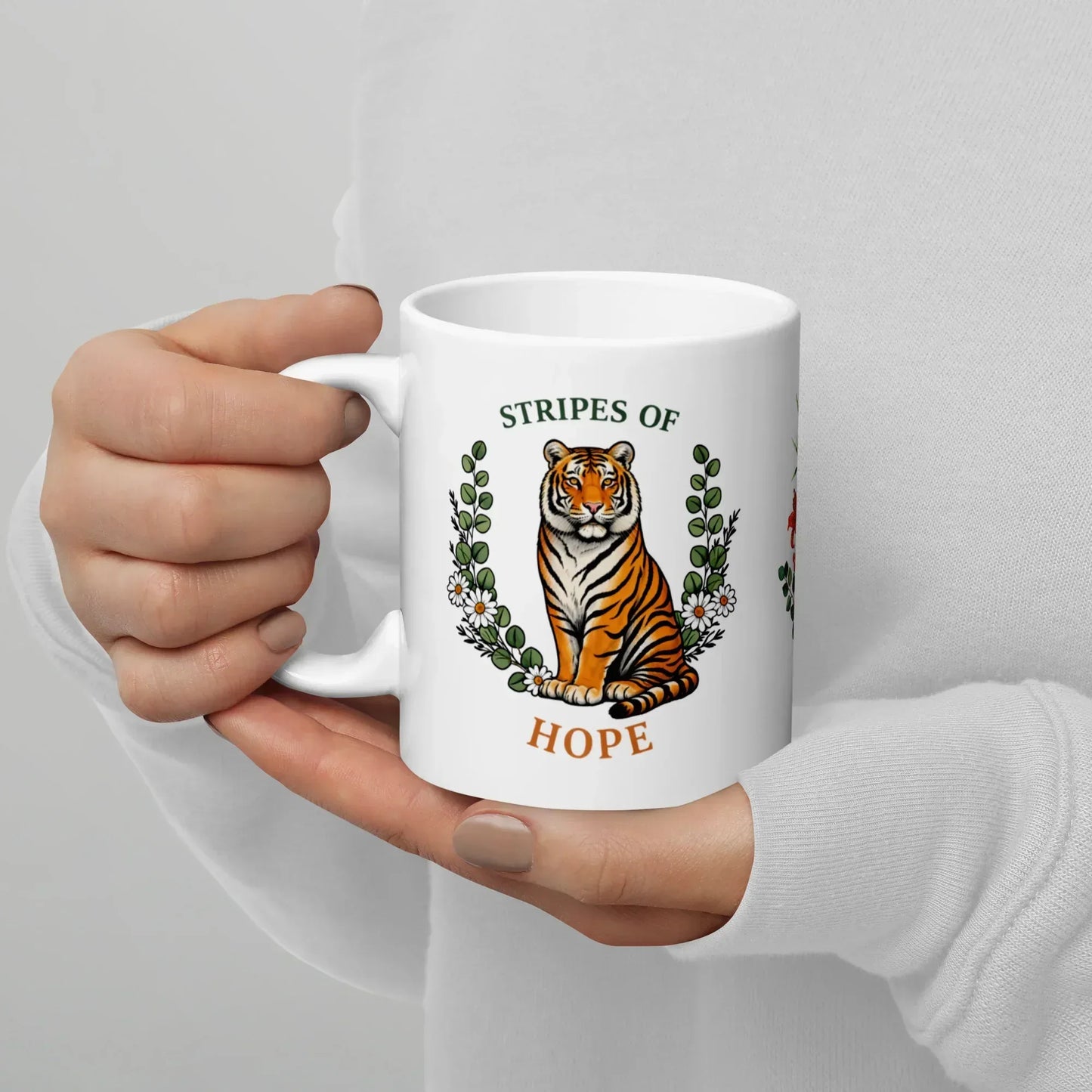 Shop our premium stripes of hope tiger mug from MySisterIsASurvivor.