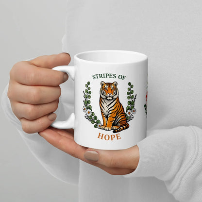Shop our premium stripes of hope tiger mug from MySisterIsASurvivor.