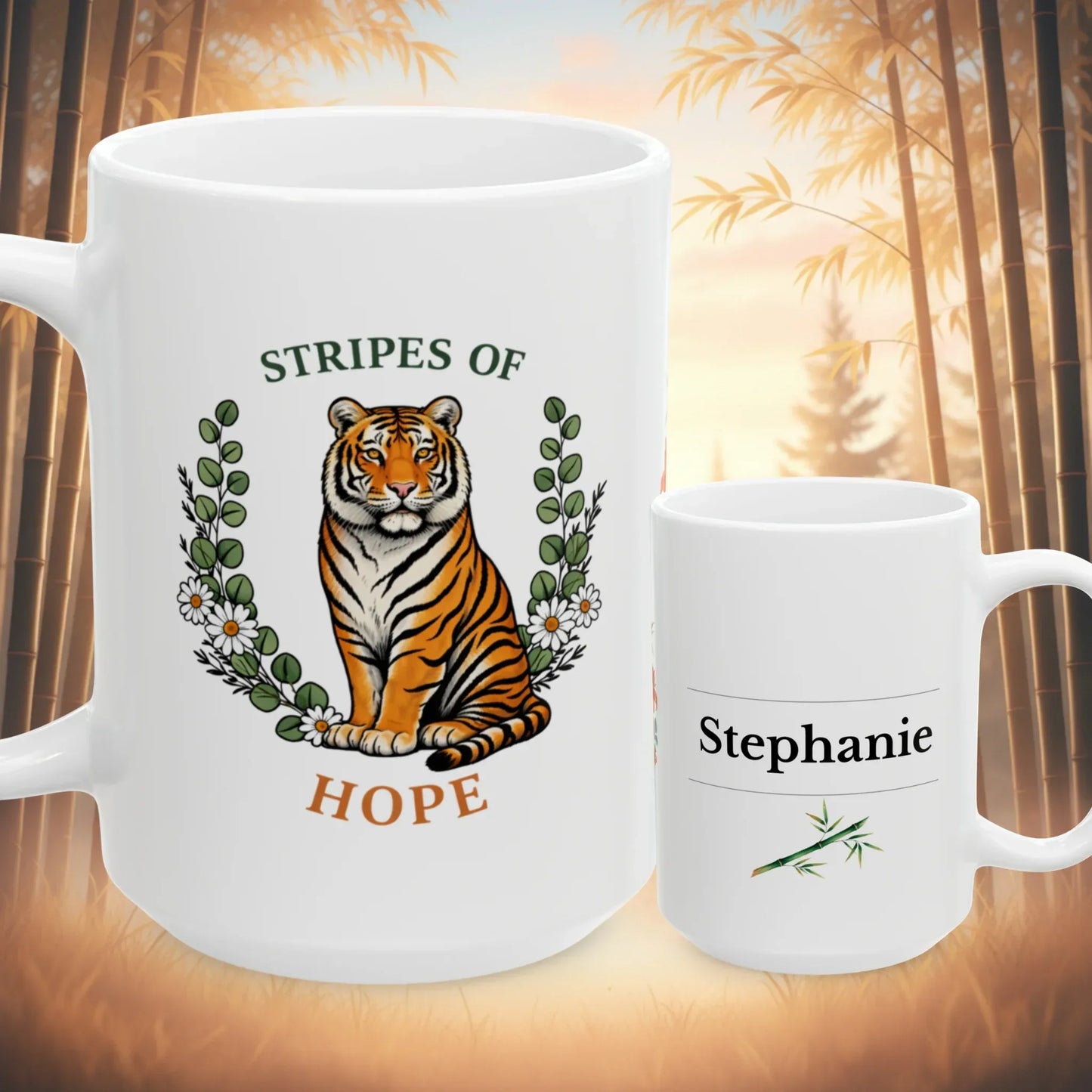 Shop our premium stripes of hope tiger mug from MySisterIsASurvivor.