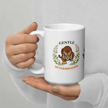Shop our premium gentle determination tiger mug from MySisterIsASurvivor.