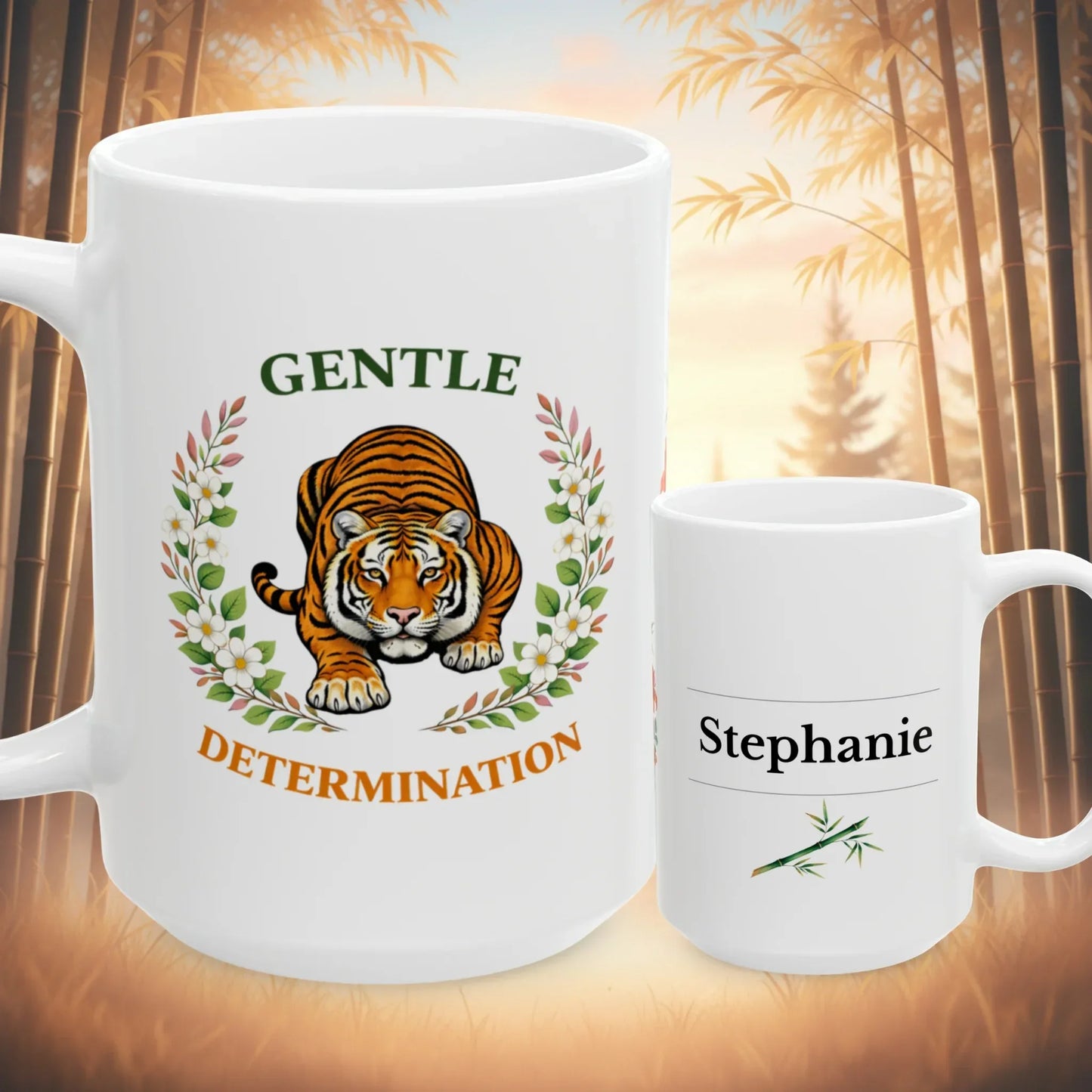 Shop our premium gentle determination tiger mug from MySisterIsASurvivor.
