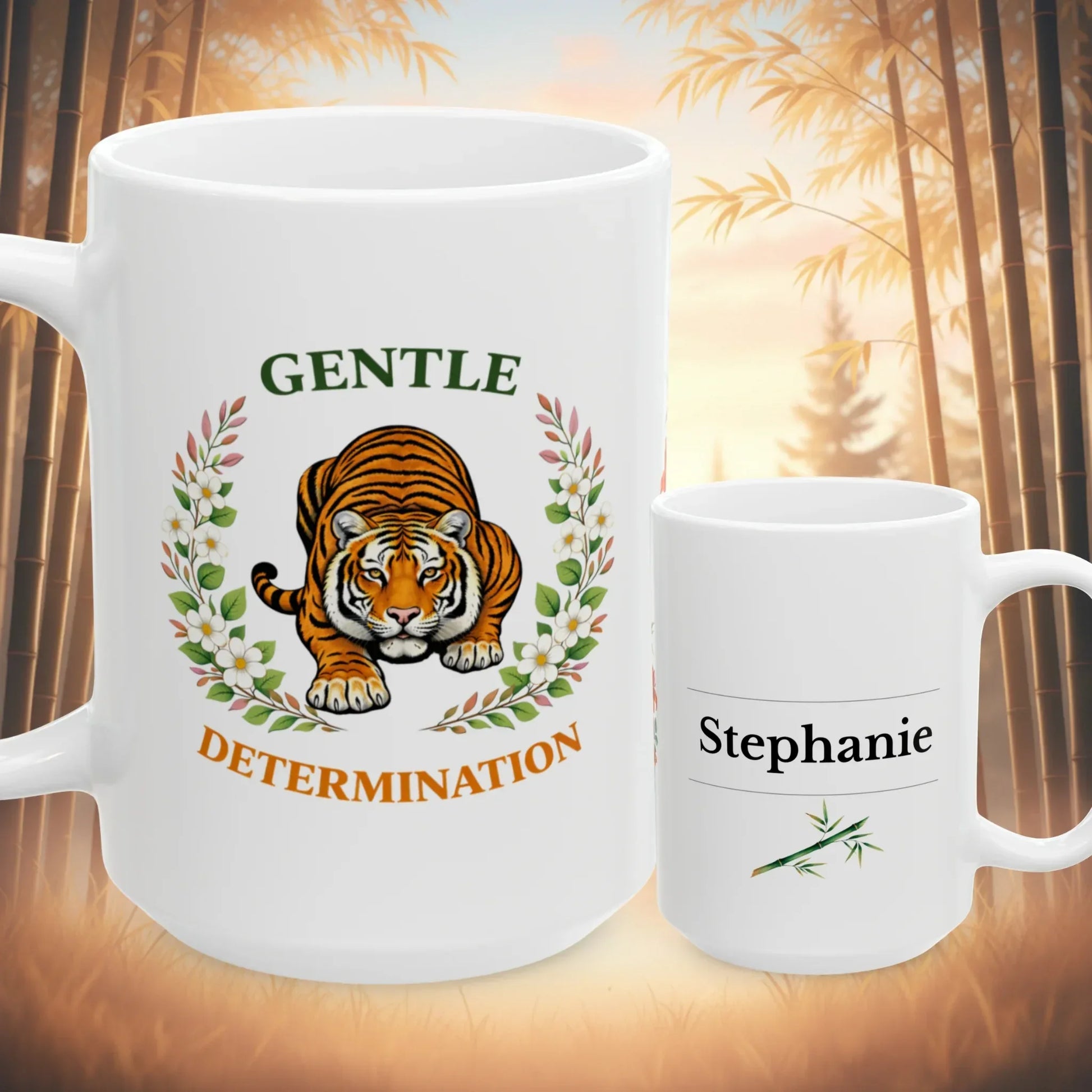 Shop our premium gentle determination tiger mug from MySisterIsASurvivor.