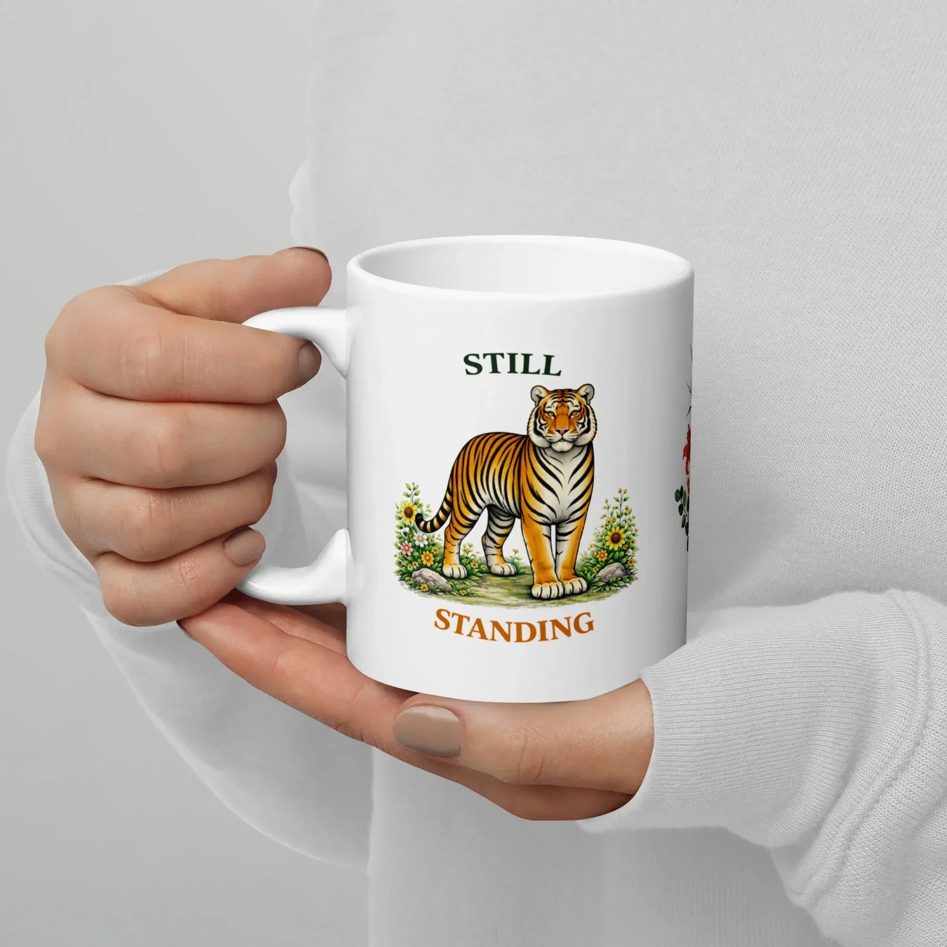 Shop our premium still standing tiger mug from MySisterIsASurvivor.