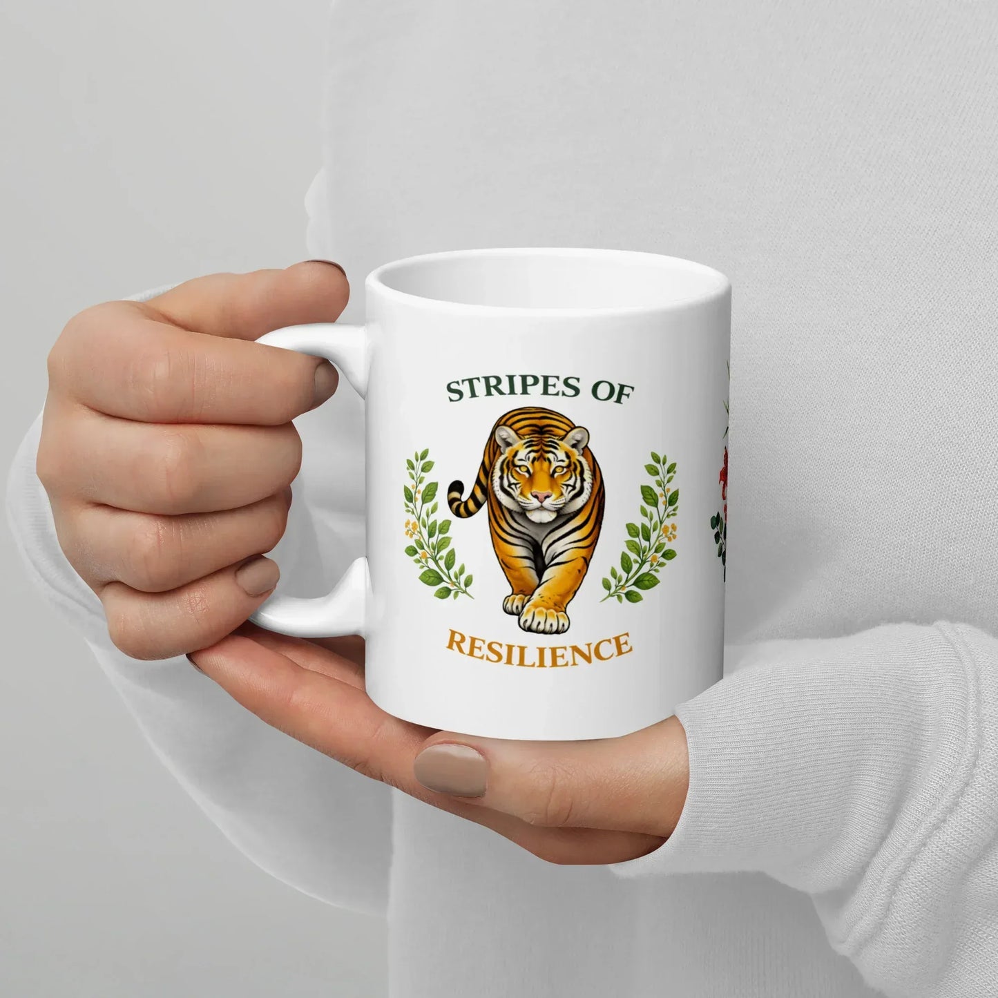 Shop our premium stripes of resilience tiger mug from MySisterIsASurvivor.