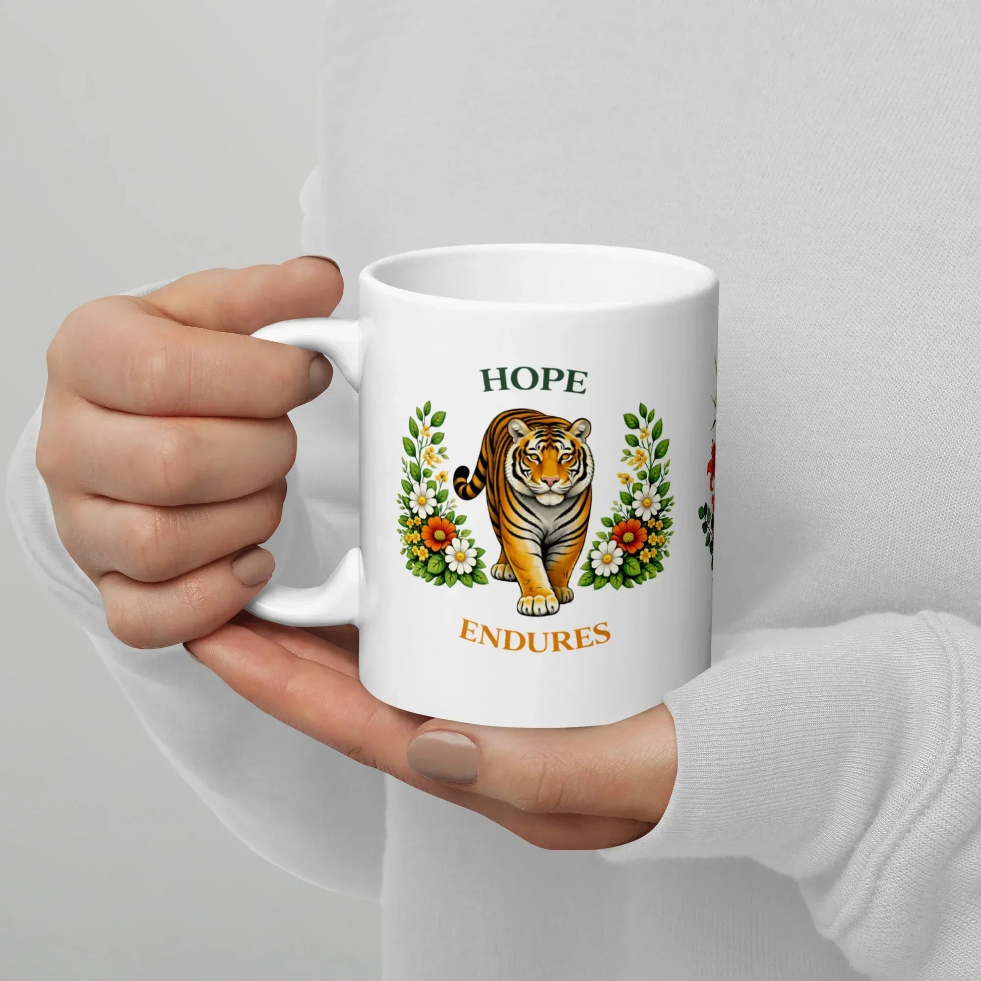 Shop our premium hope endures tiger mug from MySisterIsASurvivor.