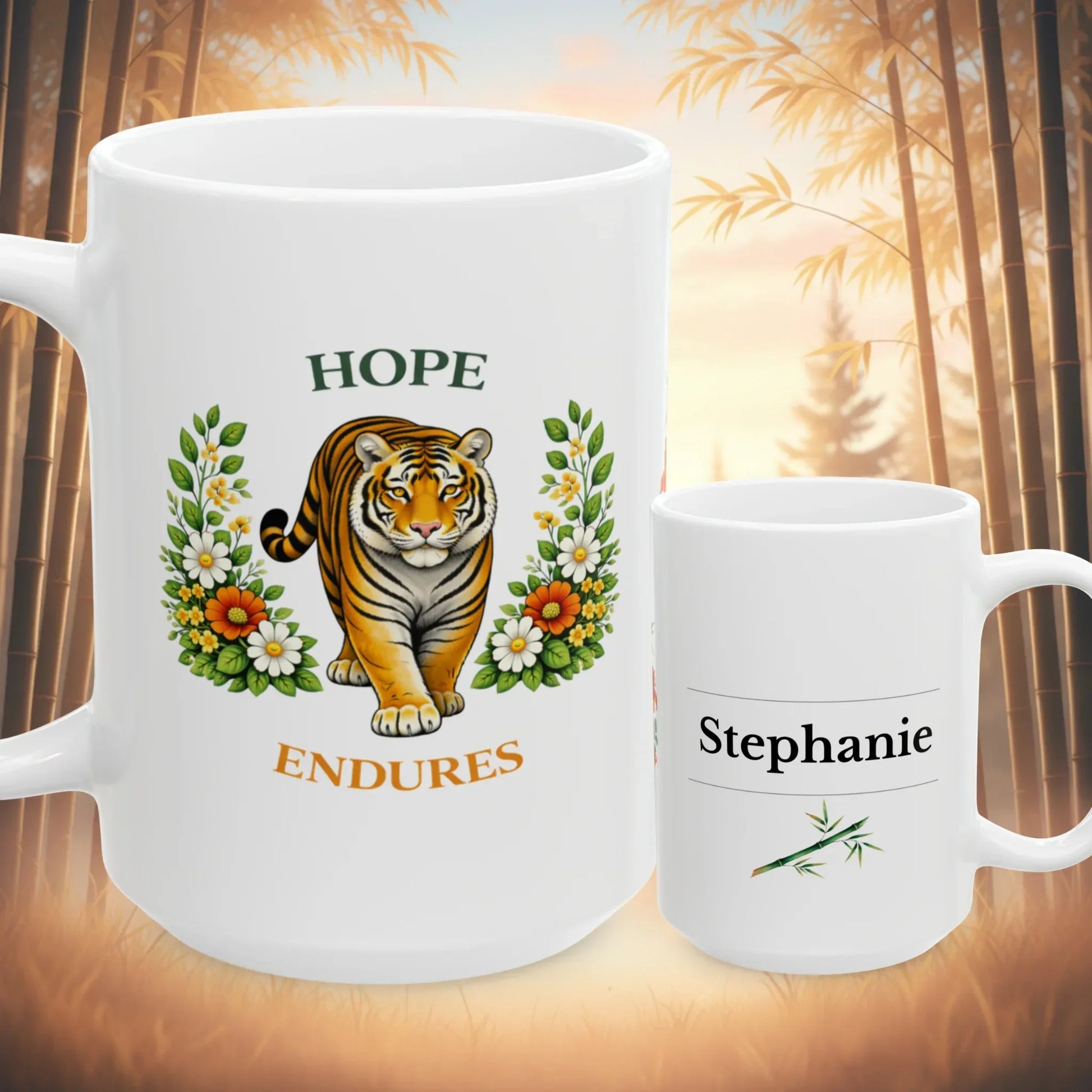 Shop our premium hope endures tiger mug from MySisterIsASurvivor.