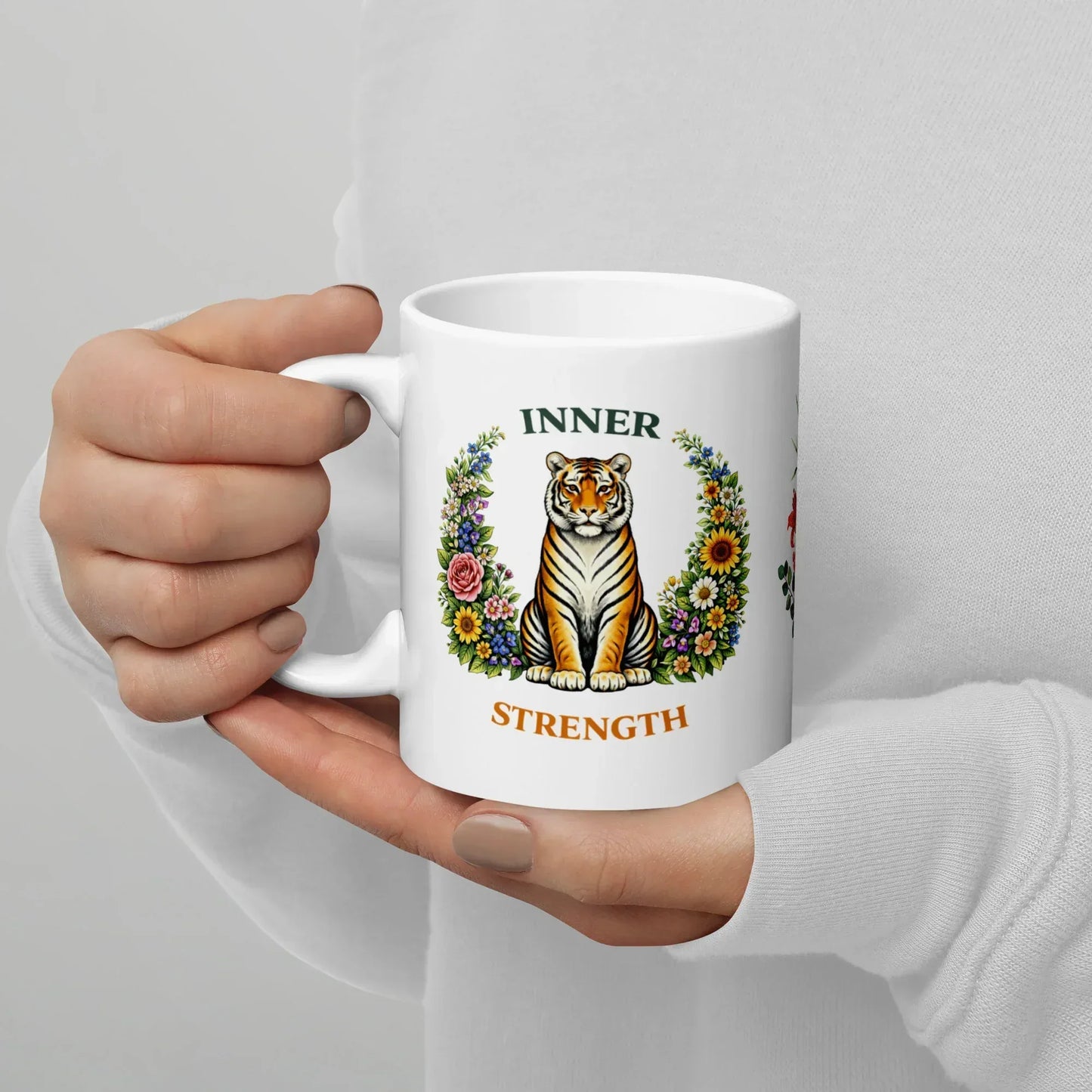 Shop our premium inner strength tiger mug from MySisterIsASurvivor.