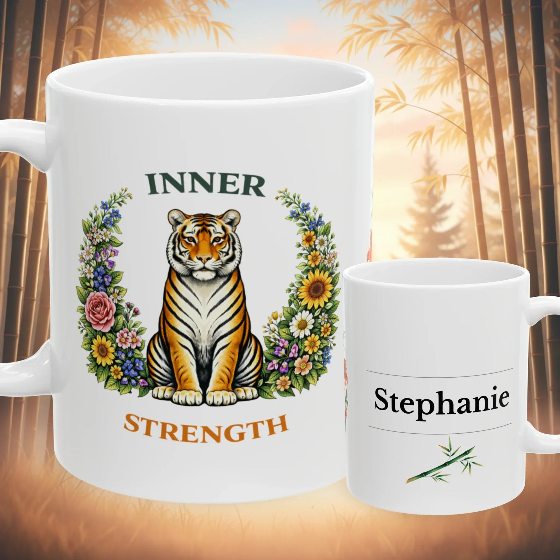 Shop our inner strength tiger mug featuring the 11oz style option from MySisterIsASurvivor.