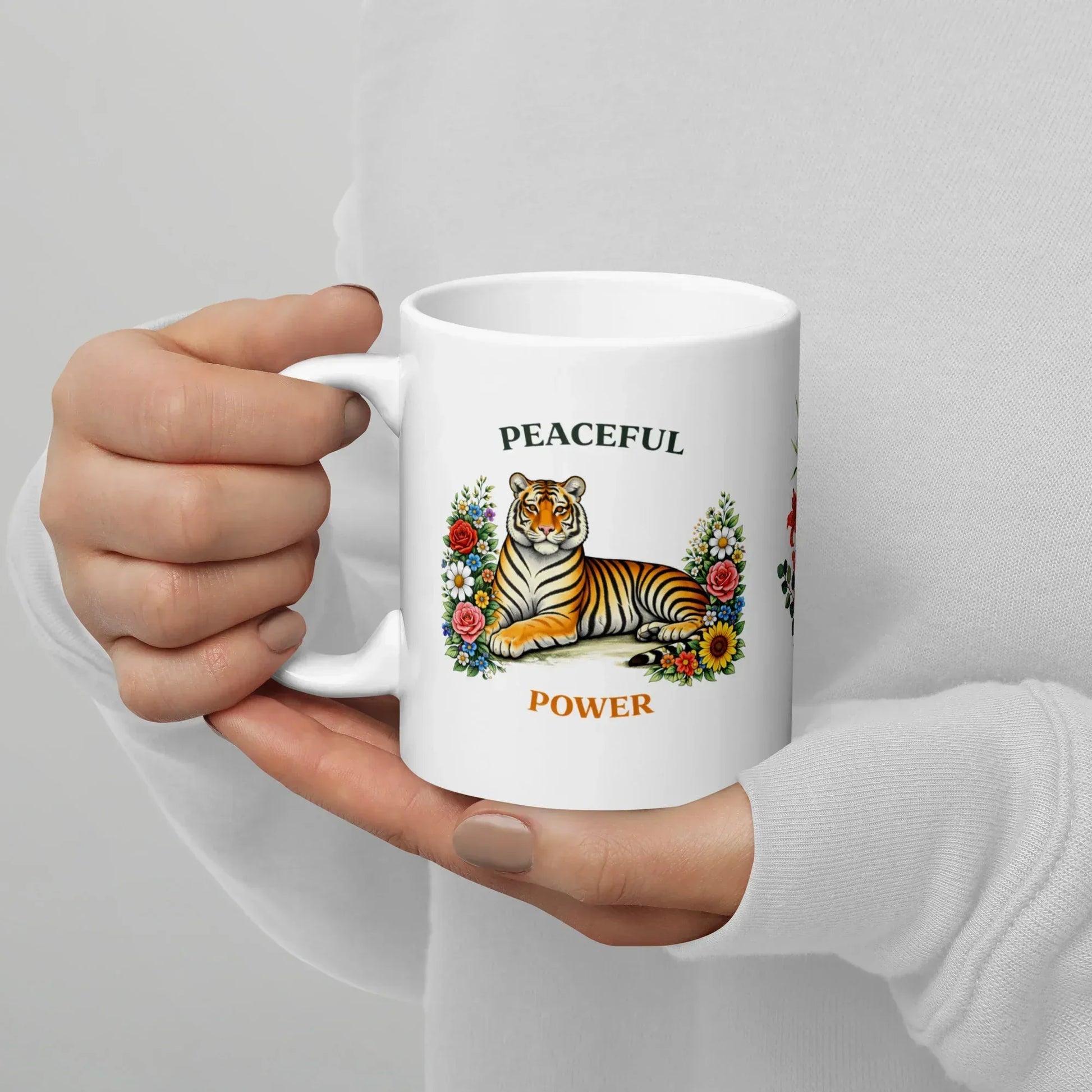 Shop our premium peaceful power tiger mug from MySisterIsASurvivor.