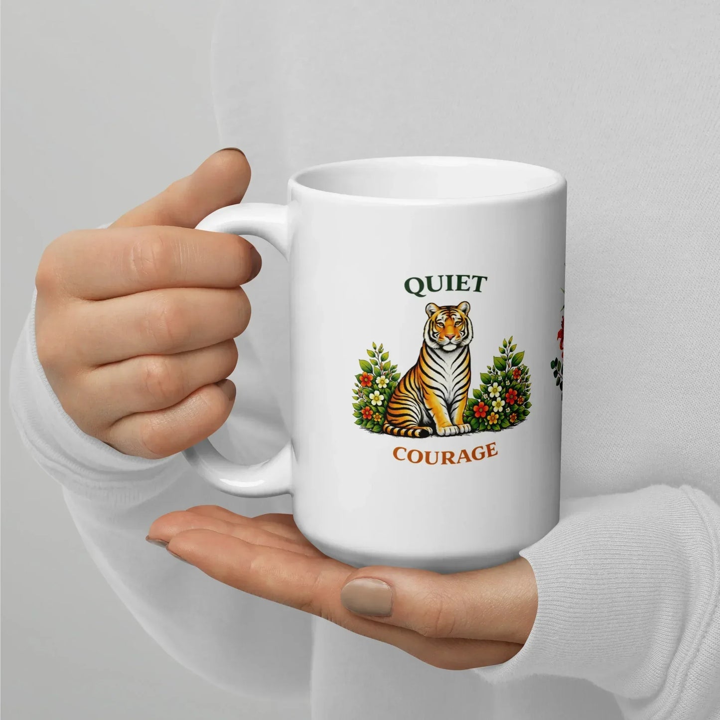 Shop our premium quiet courage tiger mug from MySisterIsASurvivor.