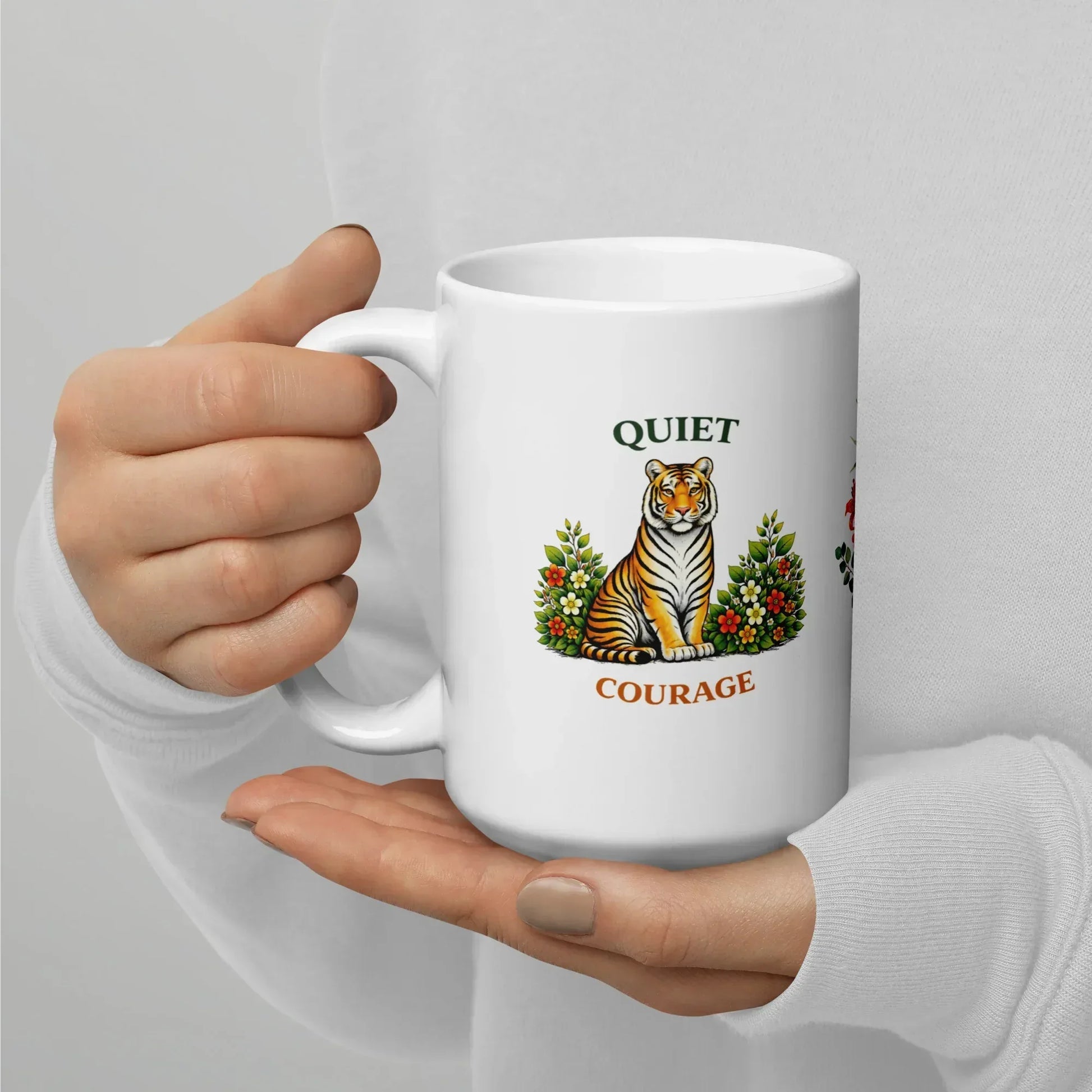 Shop our premium quiet courage tiger mug from MySisterIsASurvivor.