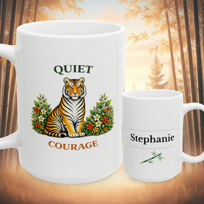 Shop our premium quiet courage tiger mug from MySisterIsASurvivor.